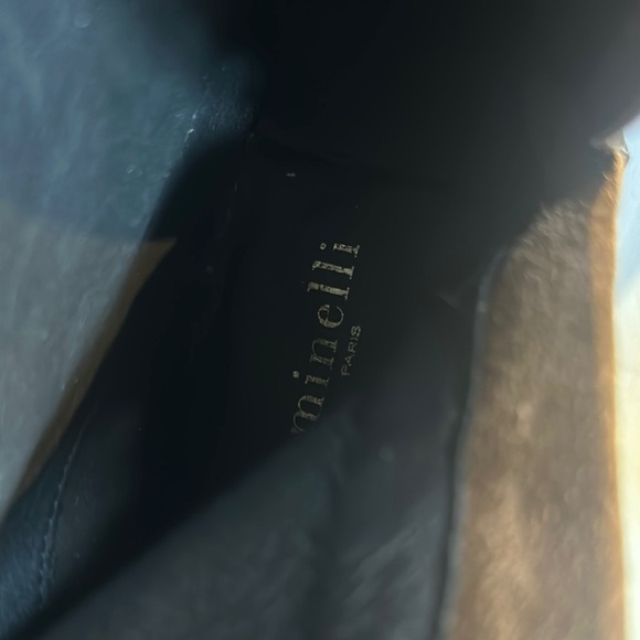 NWOT Minelli Naina cognac Brown Leather 2 toned Knee-High Boots w heel zipper - Picture 9 of 13